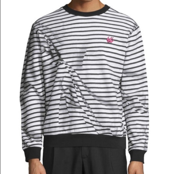 Alexander McQ McQueen Size XS Trompe L'Oeil Broken-Stripe Sweatshirt